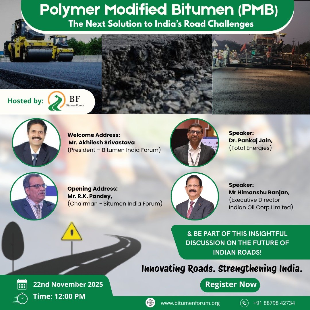 Join us for a thought-provoking session on Polymer Modified Bitumen (PMB)